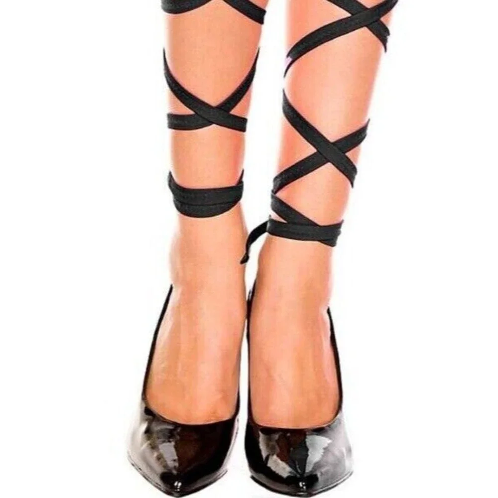 Elastic Leg Wraps Black Womens One Size OS Festival Party Cosplay Accessory